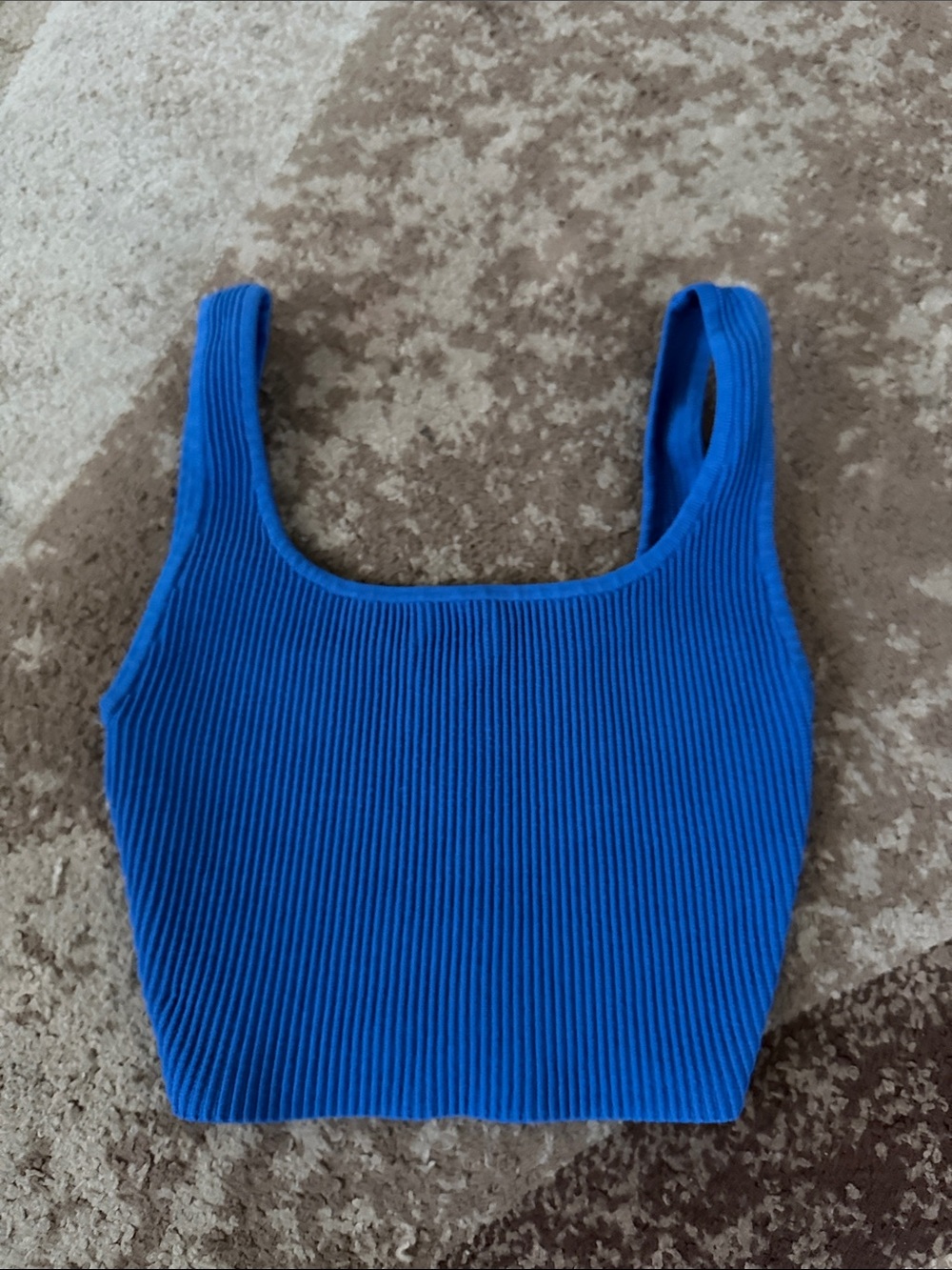 Babaton Ribbed Square-Neck Crop Top in Blue